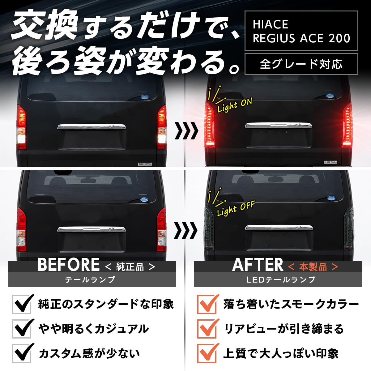 Amazon | 信玄 LED テールランプ ハイエース レジアスエース 200系 1型